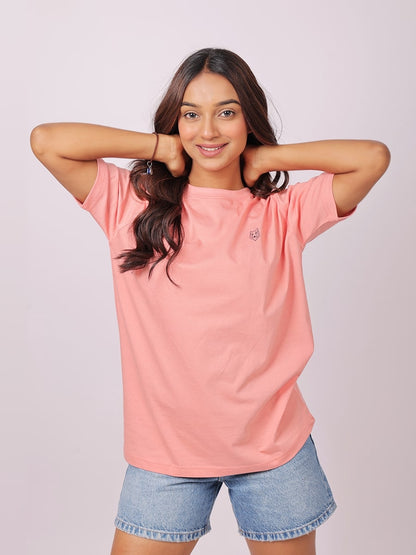 Crew Neck T-Shirt - Peach